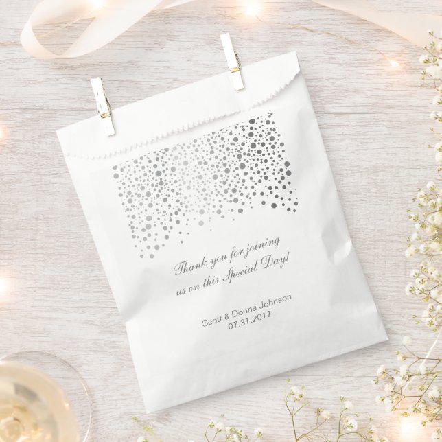 Silver Confetti Wedding Favour Bags (Clipped)