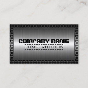 Silver Construction Elegant Metal Border Business Card