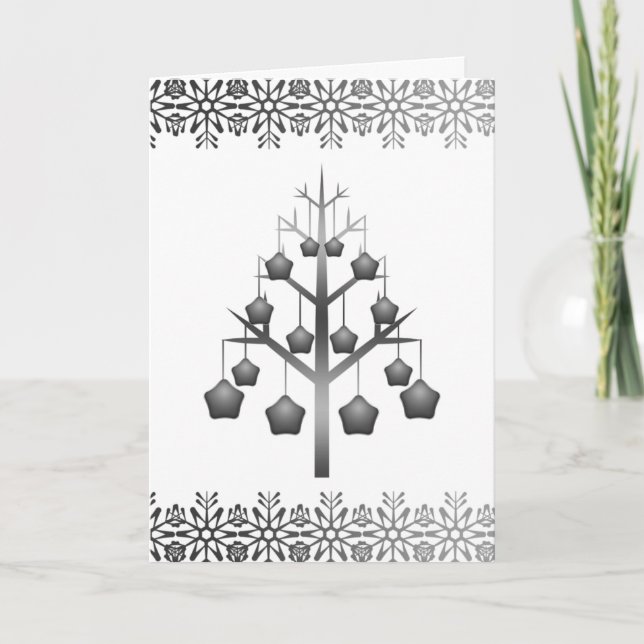 Silver Contemporary Christmas Holiday Card (Front)