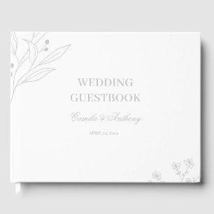 Silver Corner Floral Boho Wedding Guest Book