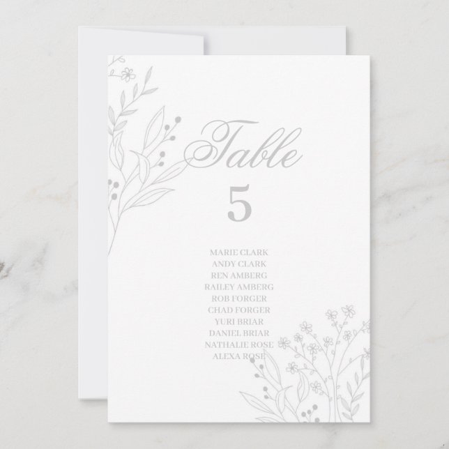 Silver Corner Floral Boho Wedding Seating Charts Invitation (Front)