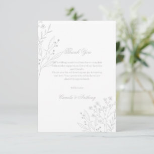 Silver Corner Floral Boho Wedding Thank You Card