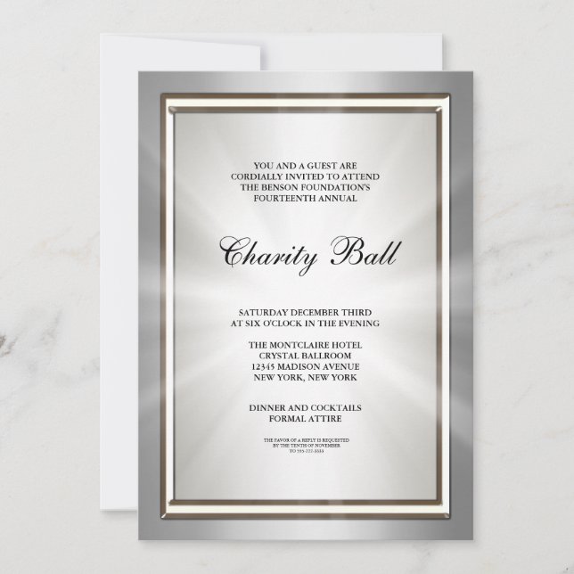 Silver Corporate Event Party Invitation (Front)