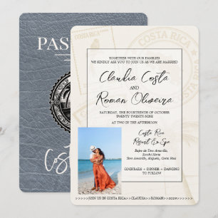 Silver Costa Rica Passport Wedding Invitation