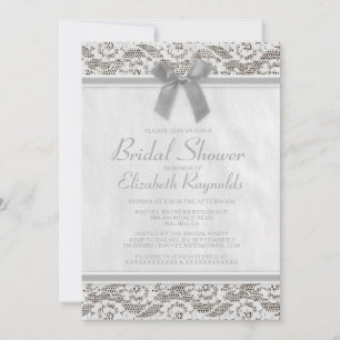 Silver Country Lace Bridal Shower Invitations