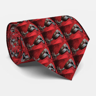 Silver Cowboy Spur On Red Western Necktie