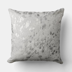 Silver Cowhide Modern Metallic Cushion