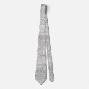 Silver Cowhide Patchwork Print Metallic Tie