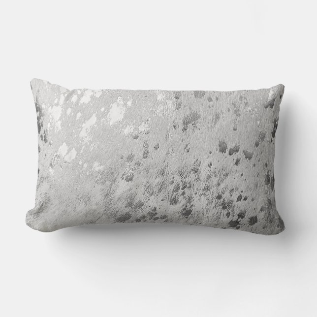 Silver Cowhide Print Metallic Scatter  Lumbar Cushion (Front)
