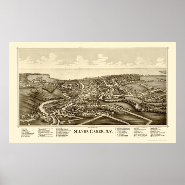 Silver Creek, NY Panoramic Map - 1892 Poster (Front)