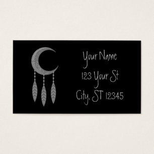 Silver Crescent Moon Feathers Thunder_Cove