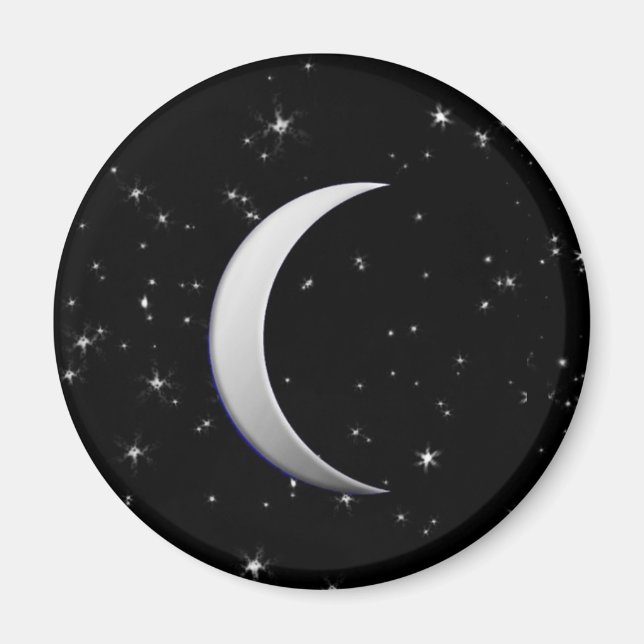 Silver crescent moons - starry background magnet (Front)