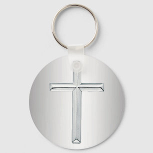 silver cross keychain