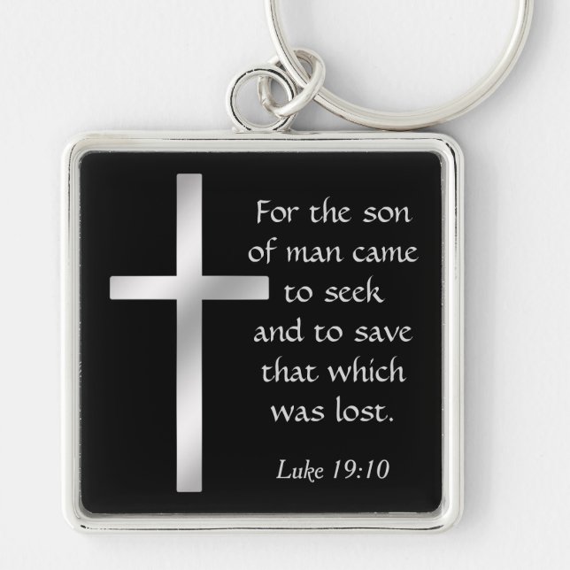 Silver Cross Son of Man Christian Key Ring (Front)