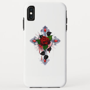 Silver Cross with a Red Rose iPhone XS Max Case