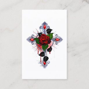 Silver Cross with a Red Rose Loyalty Card