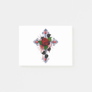 Silver Cross with a Red Rose Post-it Notes