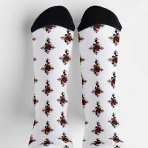 Silver Cross with a Red Rose Socks