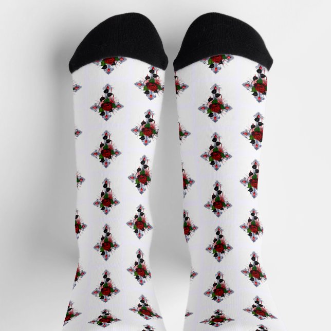 Silver Cross with a Red Rose Socks (Top)