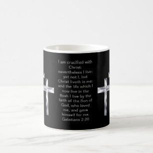 Silver Crosses on  and scripture cover this mug... Coffee Mug