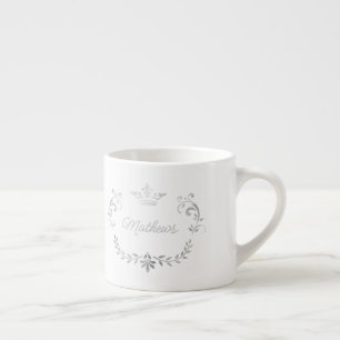 Silver Crown Crest Personalised  Espresso Cup