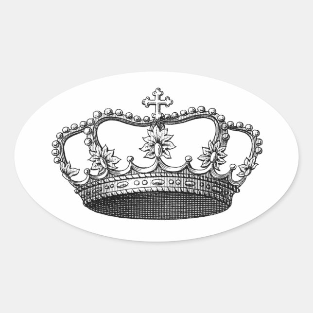 Silver Crown Gift Item You Personalise Oval Sticker (Front)