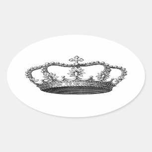 Silver Crown Gift Item You Personalise Oval Sticker