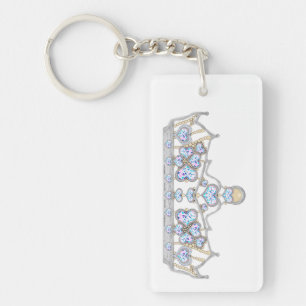 silver crown of heart diamonds bright fashion key ring