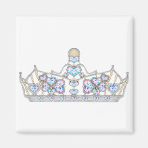 silver crown of heart diamonds bright fashion magnet