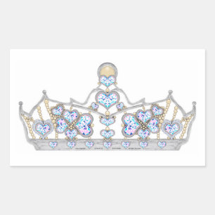 silver crown of heart diamonds bright fashion rectangular sticker