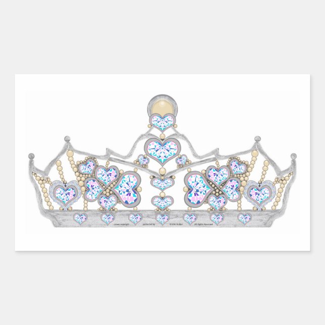 silver crown of heart diamonds bright fashion rectangular sticker (Front)