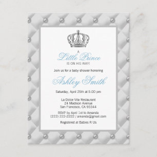 Silver Crown Prince Baby Shower Invitation