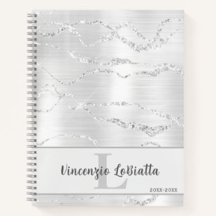 Silver Crystal Agate Gem Geode Glitter Notebook