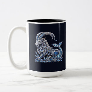 Silver Crystal Capricorn Luxury Zodiac Two-Tone Coffee Mug