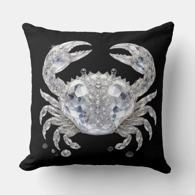 Silver Crystal Crab | Sparkling Ocean Luxury Cushion (Front)