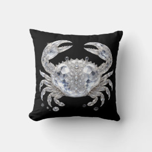 Silver Crystal Crab   Sparkling Ocean Luxury Cushion
