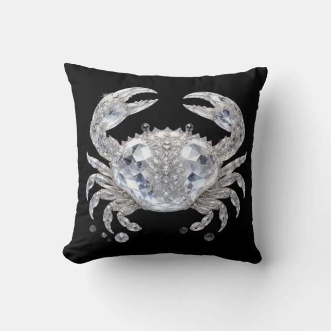 Silver Crystal Crab | Sparkling Ocean Luxury Cushion (Front)