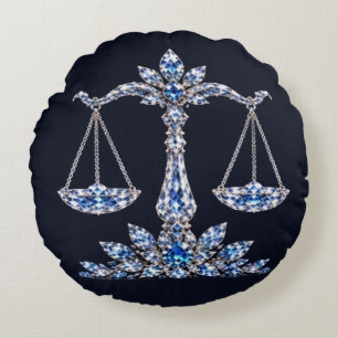 Silver Crystal Libra Luxury Collection Round Cushion
