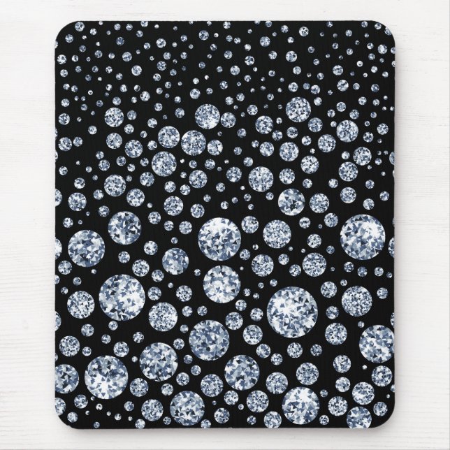 Silver Crystal Metallic Black Mouse Mat (Front)