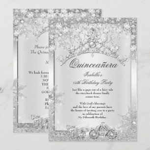 Silver Crystal Quinceanera 15th Winter Carriage Invitation