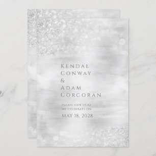 Silver Crystal Ridge Elegant Sparkling Wedding Invitation
