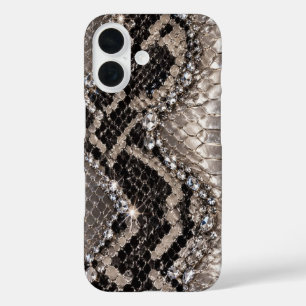 Silver Crystal Snake Skin Luxury iPhone 16 Case