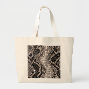 Silver Crystal Snake Skin Luxury Large Tote Bag