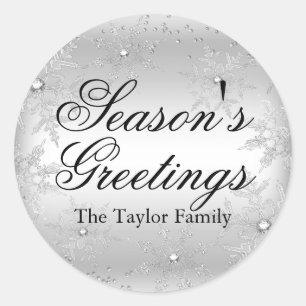 Silver Crystal Snowflake Christmas Sticker