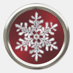 Silver Crystal Snowflake on Red Envelope Seal