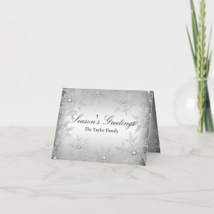 Silver Crystal Snowflake Season's Greetings Card