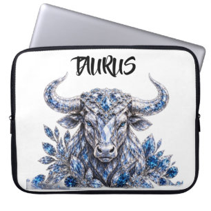 Silver Crystal Taurus Zodiac Laptop Sleeve
