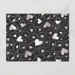 Silver curly hearts postcard