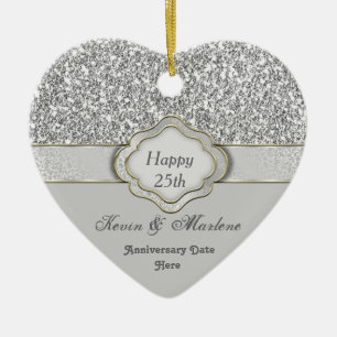 Silver CUSTOM 25th ANNIVERSARY GIFT ORNAMENT