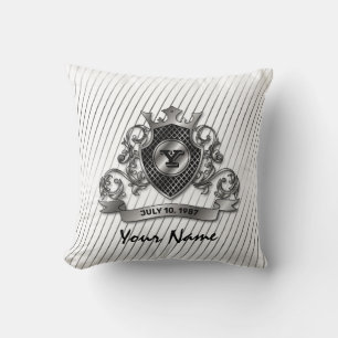 Silver Custom Elegant Monogram Design Cushion